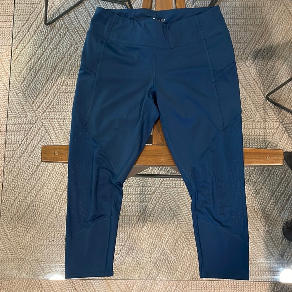 Athleta Navy Capri with mesh cutouts